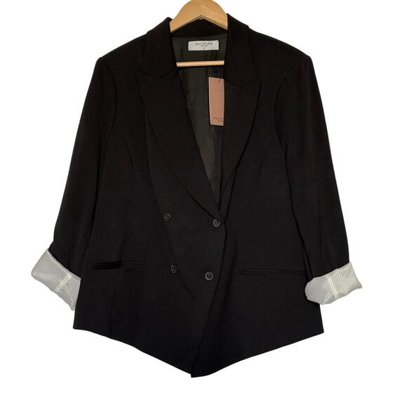 NWT M.M. LAFLEUR The Roxane Blazer - Light Twill in Black Womens Size +2/US 18 - Picture 4 of 14